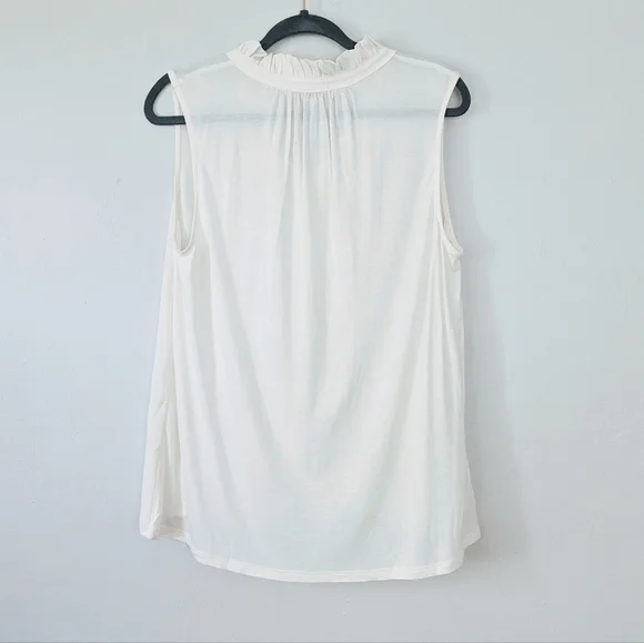 LOFT Ruffle Mixed Media Shell - Picture 4 of 5